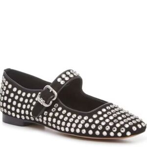 Sam Edelman Black Studded Rhinestone Mary Jane Flats Size 7